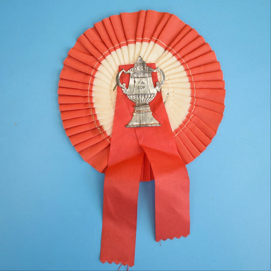 Vintage 1960s FA Cup Football Rosette- Red & White by Vintage