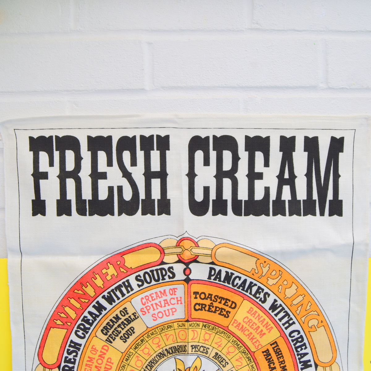 Vintage 1960s Unused Cotton Tea Towel - Fresh Cream