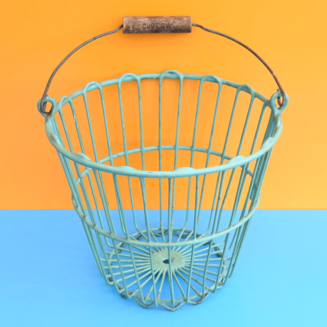 Vintage 1950s Storage Basket / Bucket - Curfew - Arsenic Green