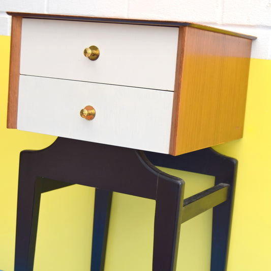 Vintage 1950s Small Cabinet - Bedside / Lamp Table / Hall - Limelight by Pineapple Retro