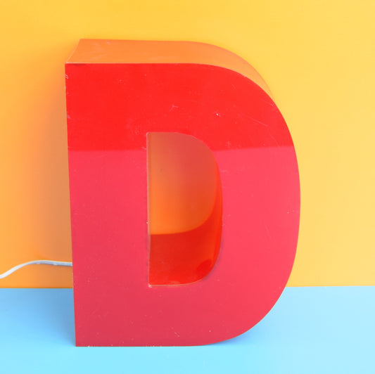 Vintage Illuminated Letter D - Red Perspex