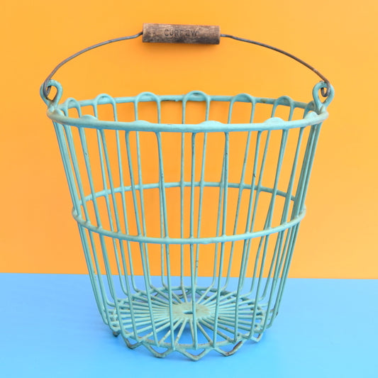 Vintage 1950s Storage Basket / Bucket - Curfew - Arsenic Green
