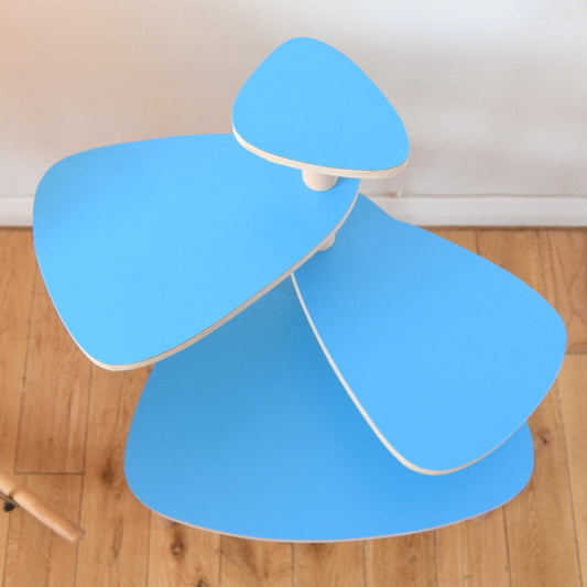 Vintage Formica Tiered Plant Stand / Table - Turquoise