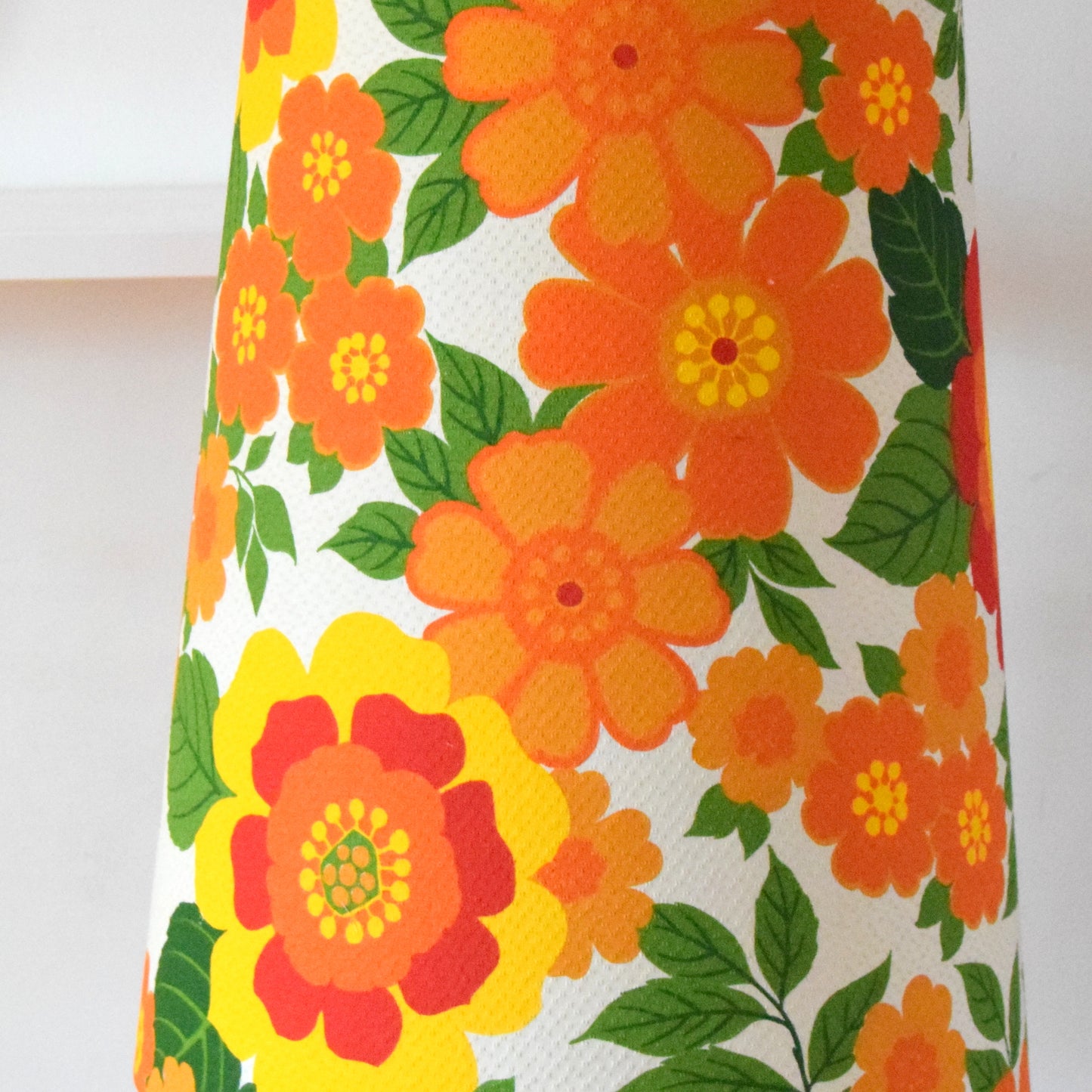 Vintage 1960s Floor Lamp - Glass / Chrome Base - Flower Power Orange Shade