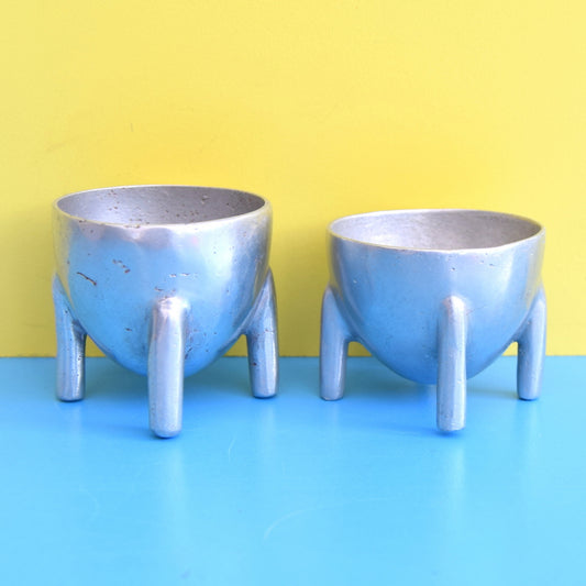 Vintage 1950s Aluminium Atomic Egg Cups x2 by Vintage