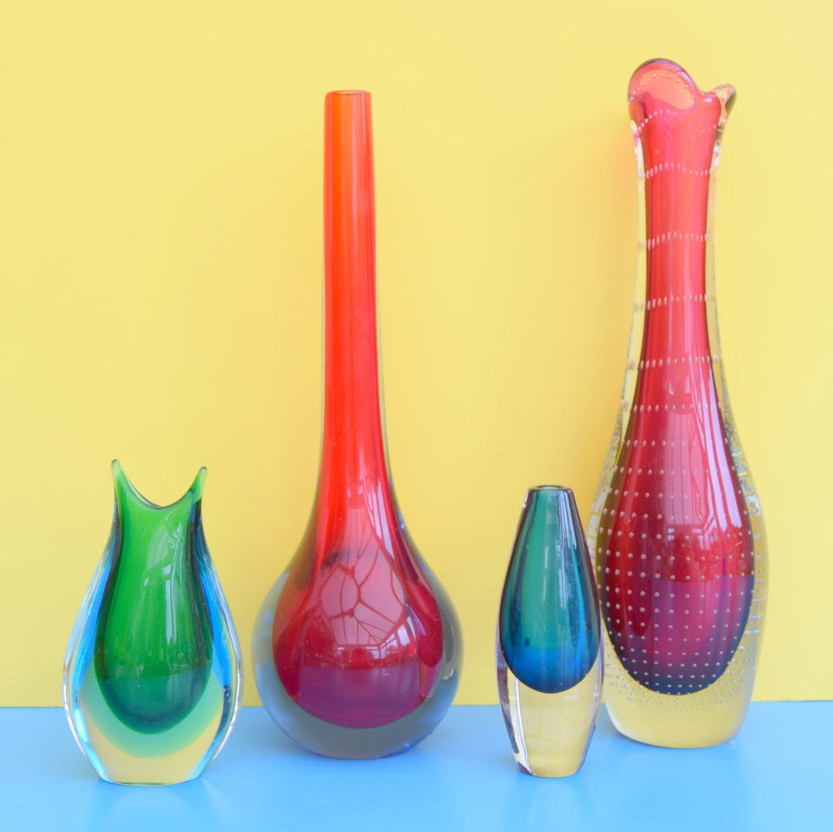 Vintage 1950s Murano Sommerso / Kost Boda Glass Vases
