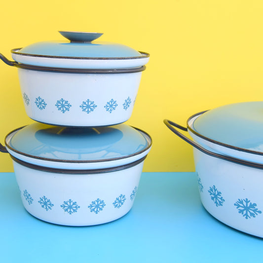 Vintage 1960s Cathrineholm of Norway- Snowflake Design - Blue & White