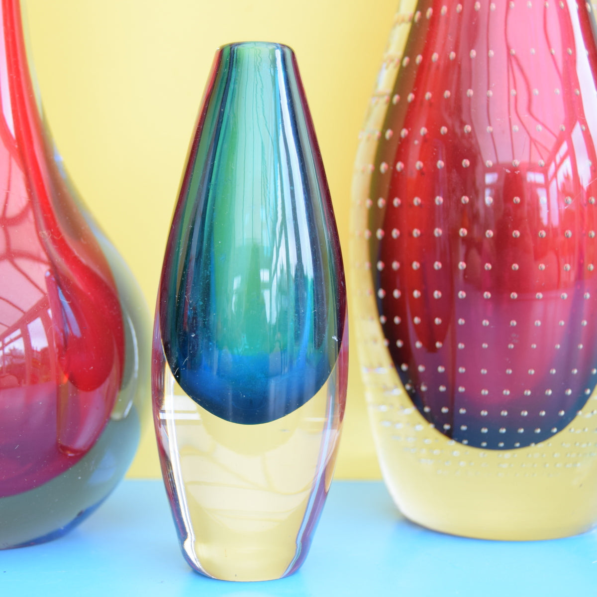 Vintage 1950s Murano Sommerso / Kost Boda Glass Vases