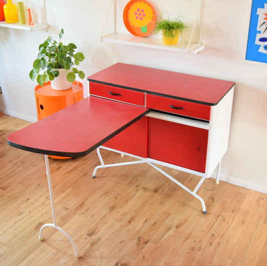 Vintage 1950s Amazing Formica Kitchen Cabinet / Table - Red