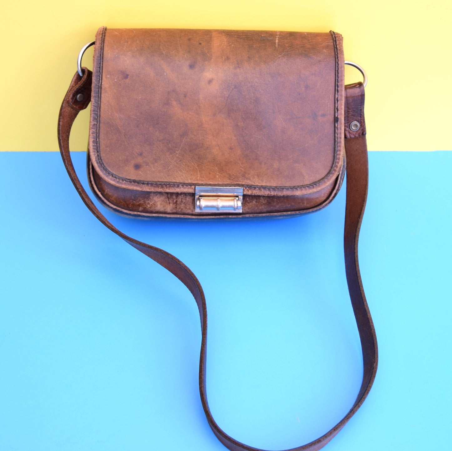 Vintage 1970s Leather Saddle Shoulder Bag - Brown