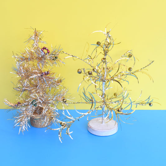 Vintage 1960s Small Tinsel Christmas Tree - Gold or Silver