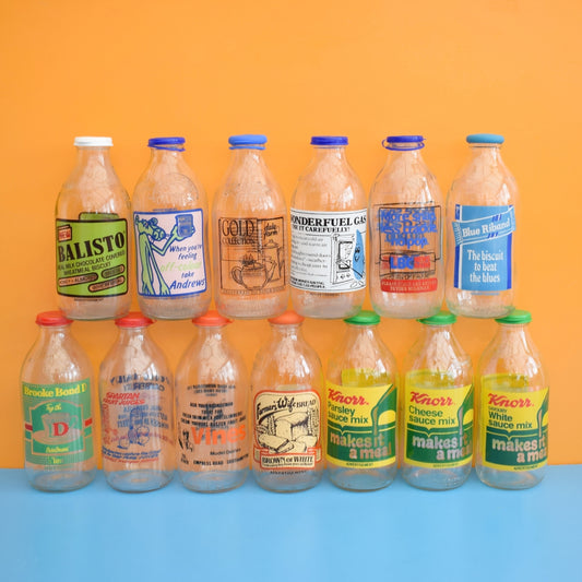 Vintage 1980s Glass Milk Bottles - Sustainable & Reusable by Pineapple Retro