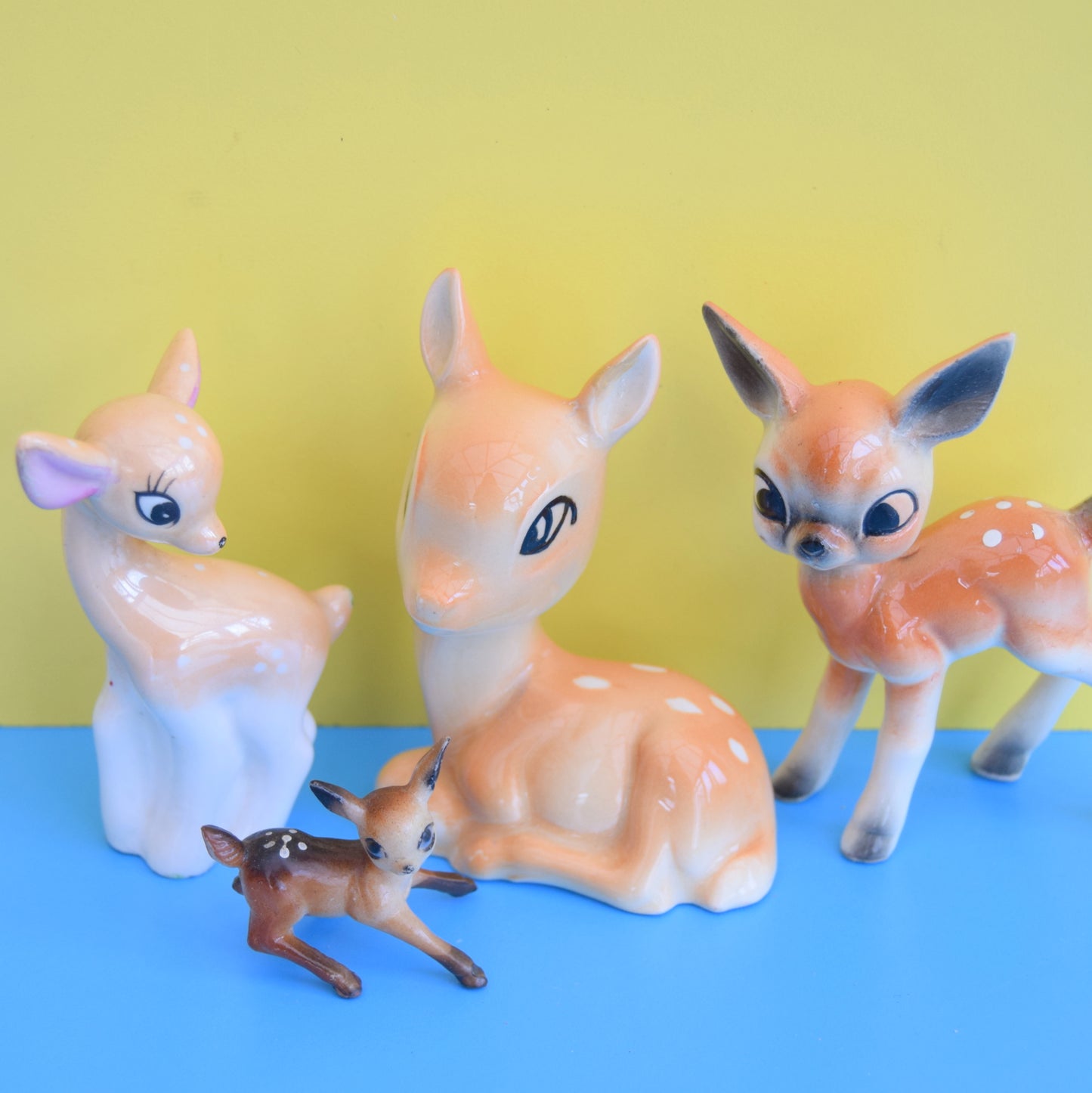 Vintage 1960s Bambi Mixed Family Kitsch Ornaments x4