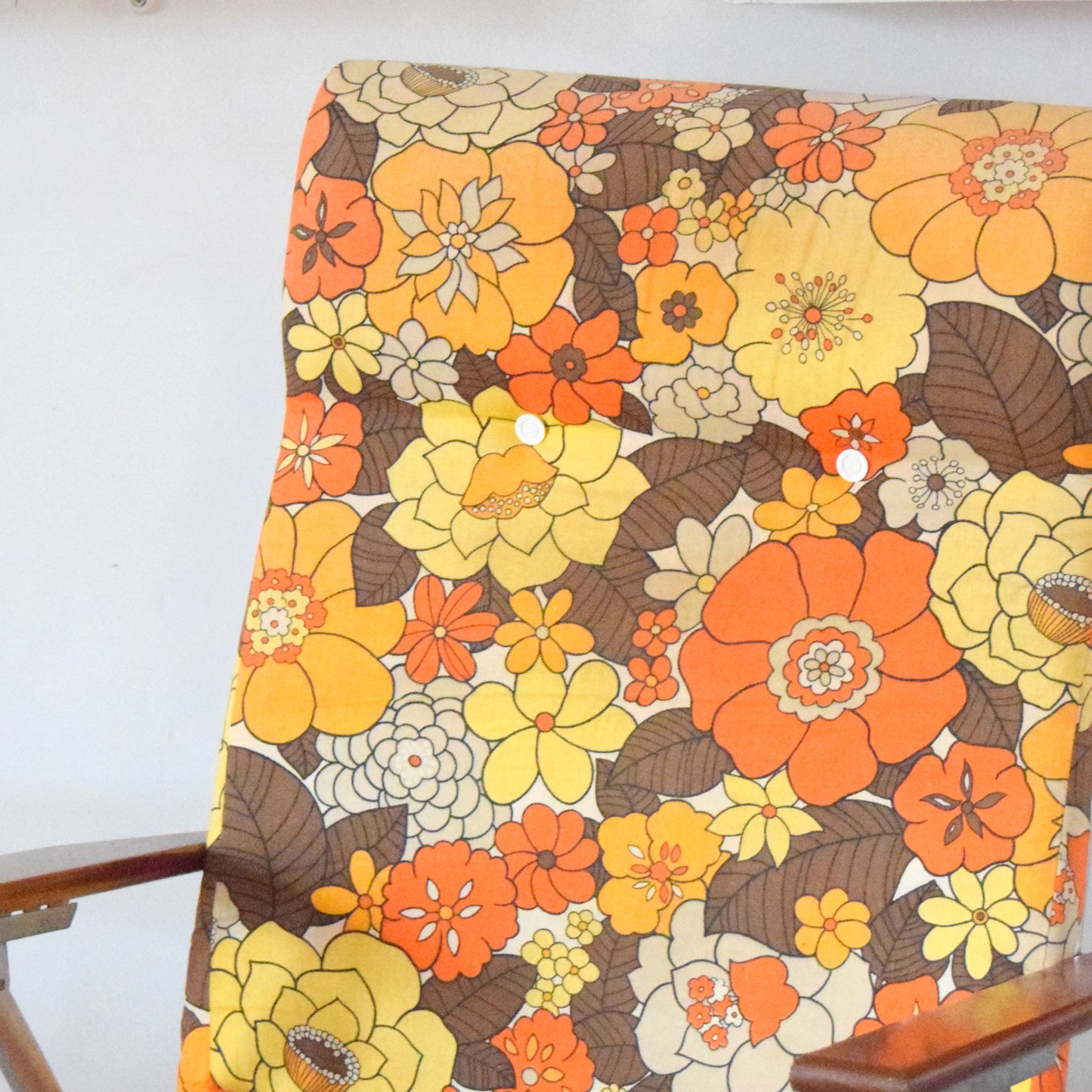 Vintage 1960s Reclining Garden Chairs - Flower Power - Orange
