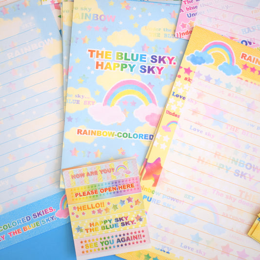 Vintage 1990s Rainbow Writing Set - Paper & Envelopes by Vintage