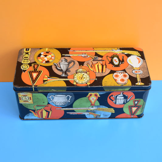 Vintage 1970s Tin - Household Items - Orange & BLack