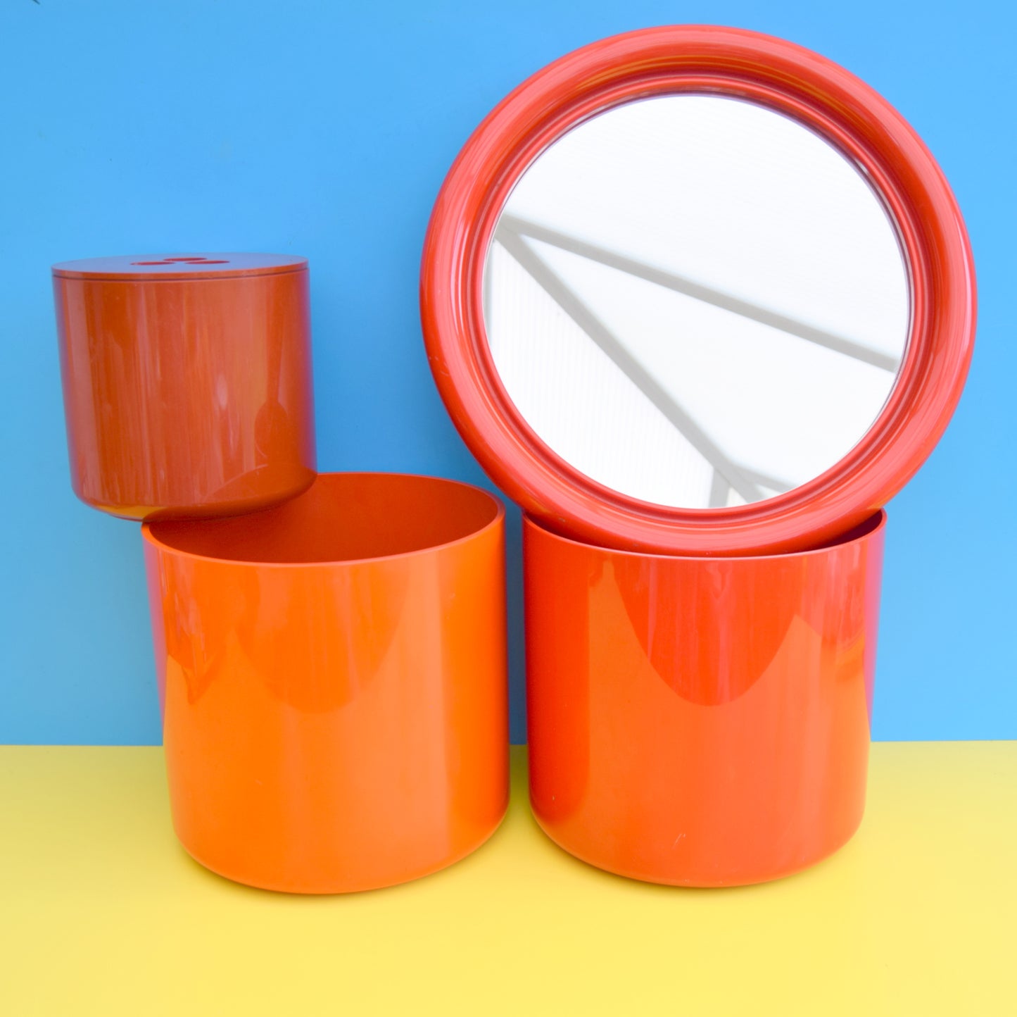Vintage 1970s Habitat Crayonne Containers / Mirror - Orange / Red
