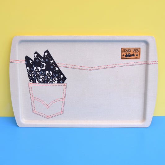Vintage 1970s Jeans USA Tray - Hanky In Pocket Design