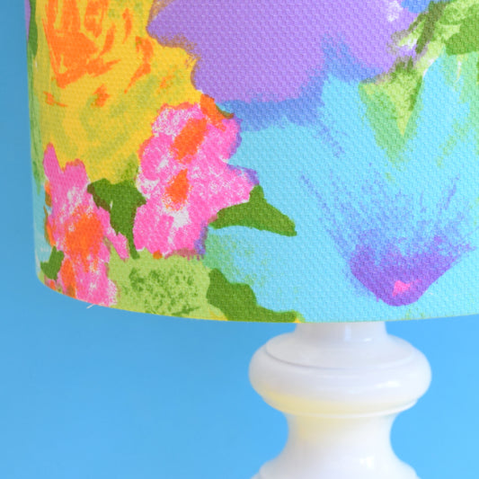 Vintage 1960s Table Lamp - Flower Shade - Pink & Turquoise