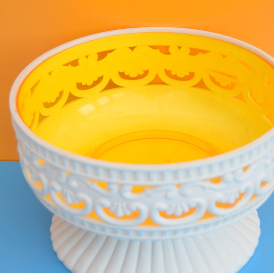 Vintage 1960s Dialene - Plastic Planter / Container - Yellow & White