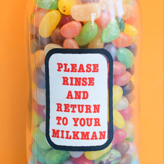 Vintage 1980s Glass Milk Bottle - Humphrey - Jelly Beans by Pineapple Retro
