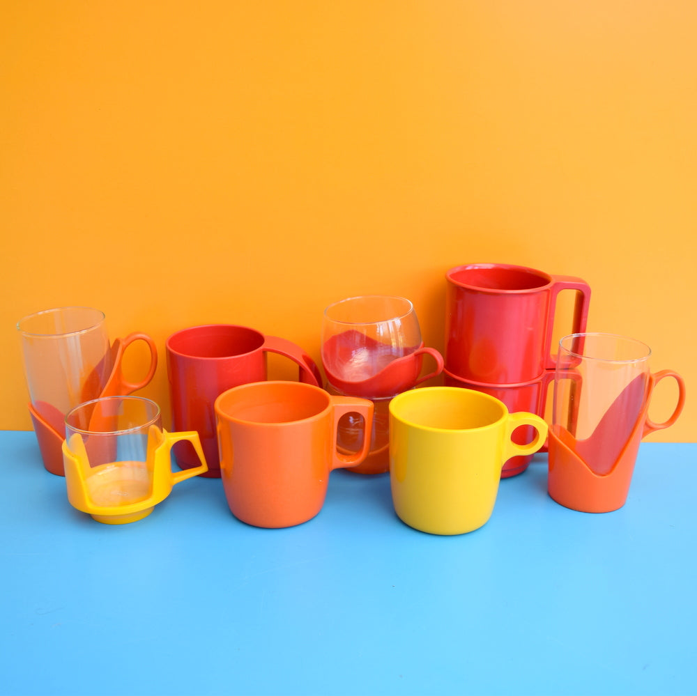 Vintage 1960s Various Mugs - Red / Orange / Yellow