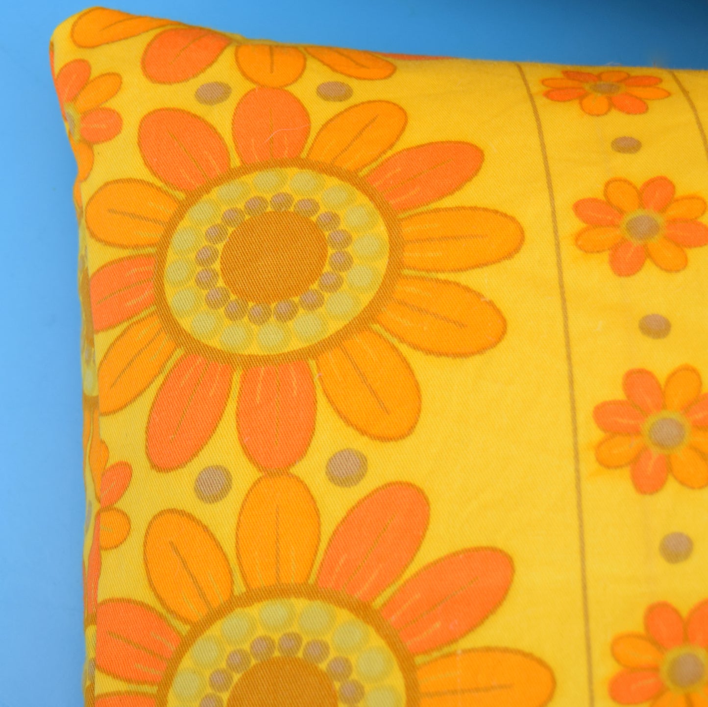 Vintage 1960s Cushion & Pad - Flower Power - Orange & Yellow