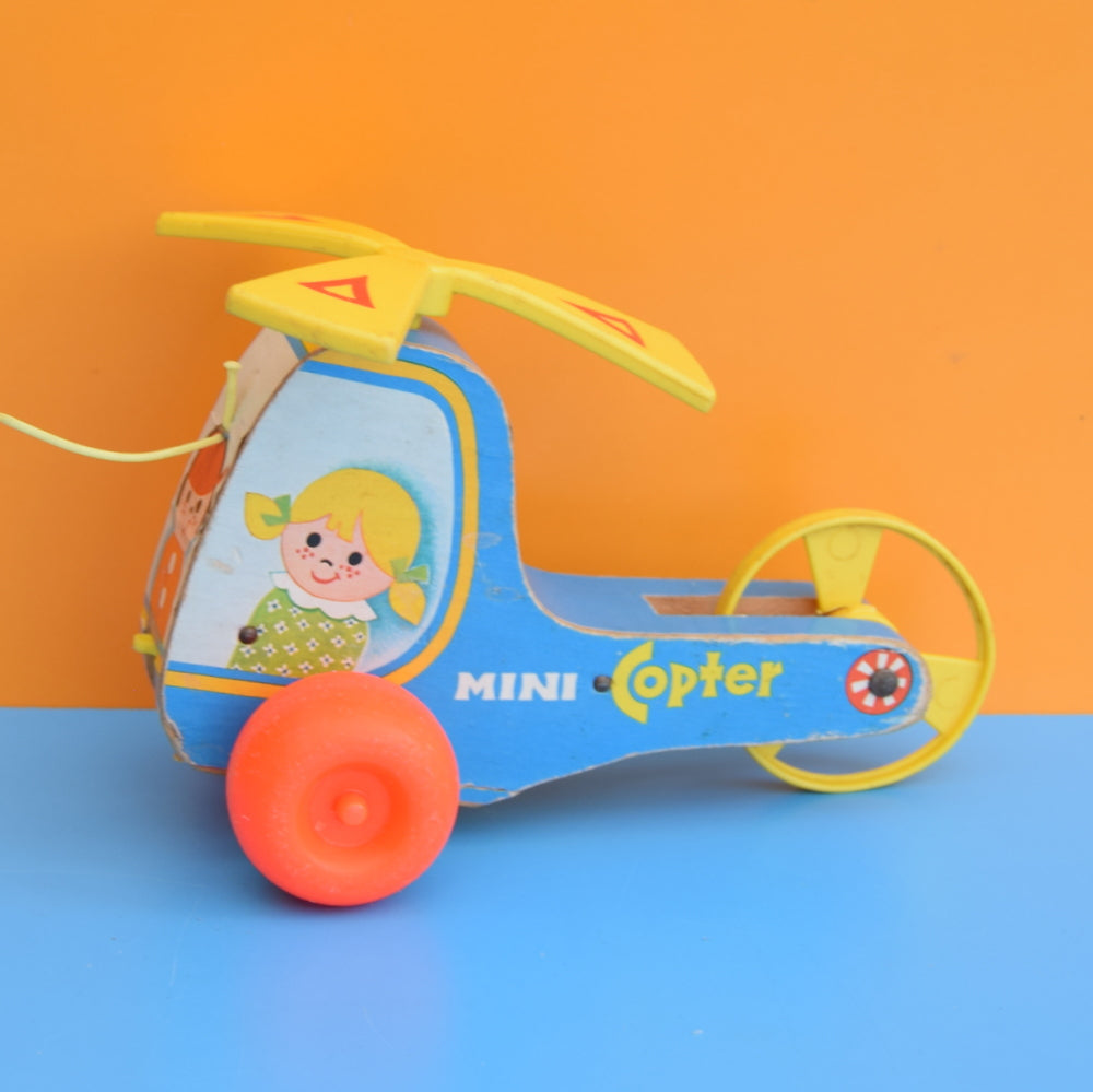 Vintage 1970s Fisher Price - Mini Copter - Classic Toy - Wooden