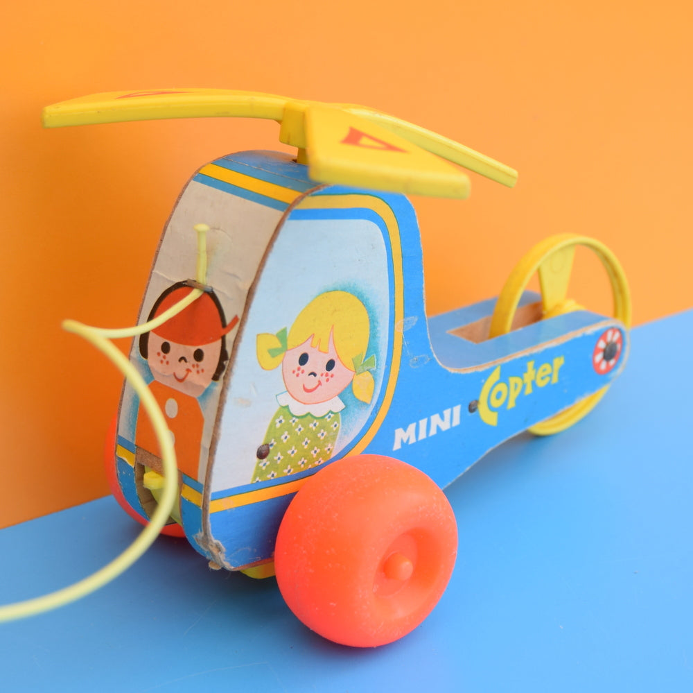 Vintage 1970s Fisher Price - Mini Copter - Classic Toy - Wooden