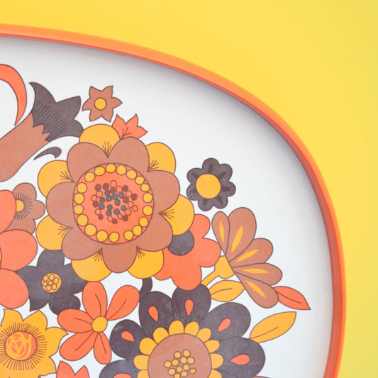 Vintage 1960s Flower Power M&S Tray - Orange & White . by Vintage