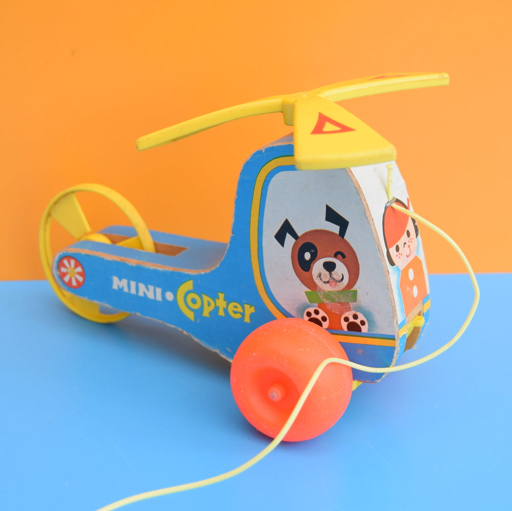 Vintage 1970s Fisher Price - Mini Copter - Classic Toy - Wooden