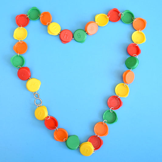 Vintage 1990s Fun Plastic Jewellery - Smarties Lid Necklace