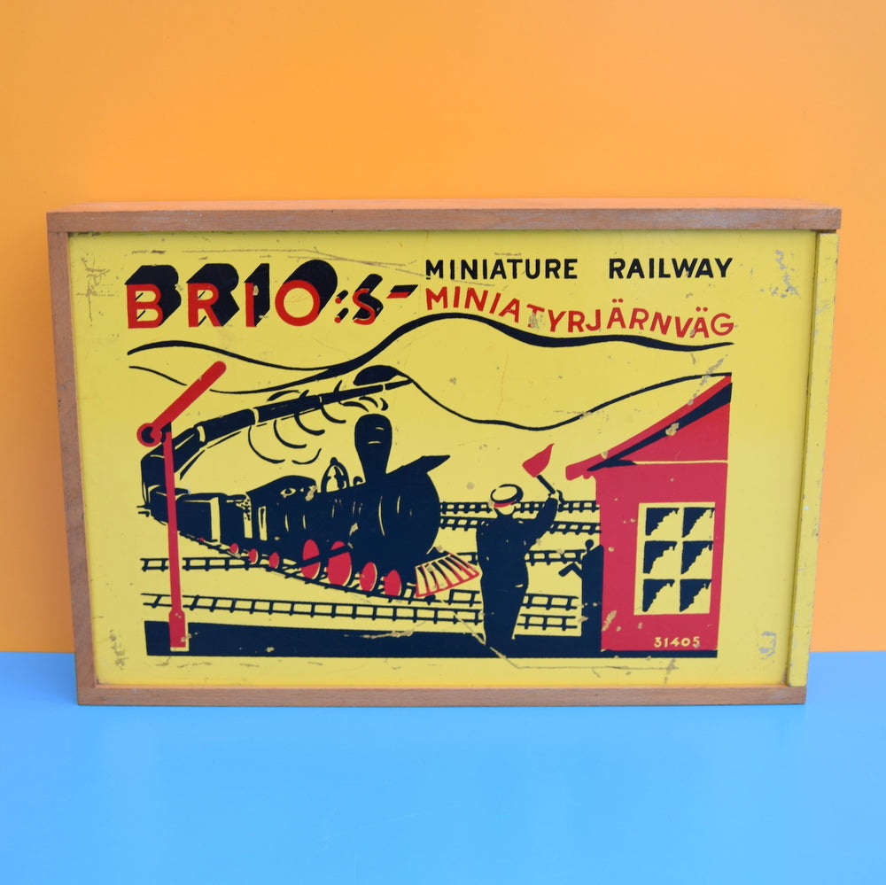 Vintage 1960s Wooden Brio Train Set Box Only- Lovely Display