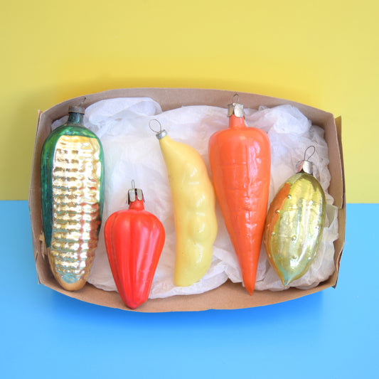 Vintage 1950s Glass Russian Christmas Decorations - Vegetables