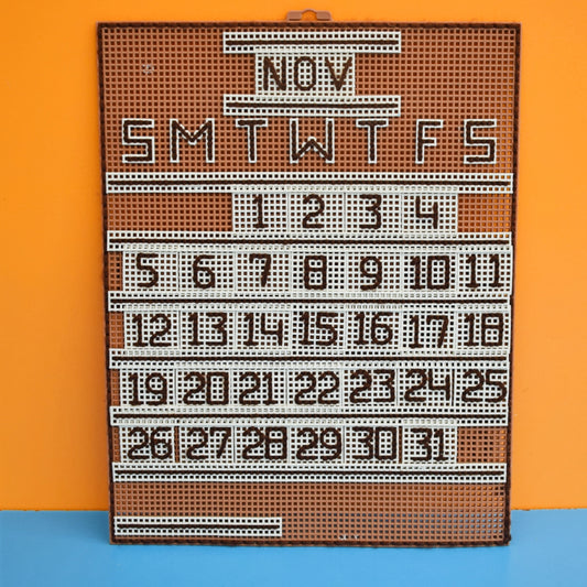 Vintage 1970s Needlepoint Perpetual Calendar by Vintage