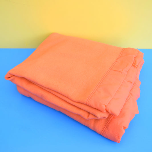 Vintage 1960s Large Warm Blanket / Throw - Vibrant Orange