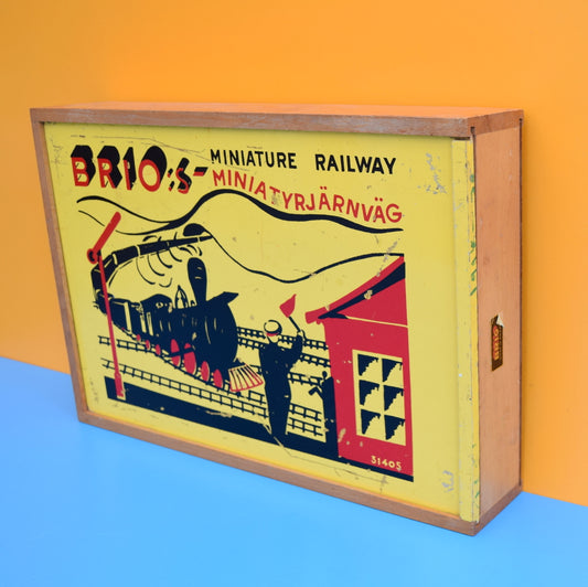 Vintage 1960s Wooden Brio Train Set Box Only- Lovely Display