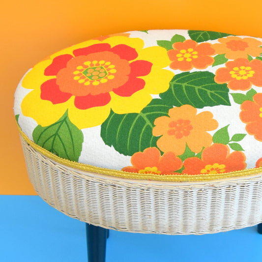 Vintage 1960s Lloyd Loom Sewing / Hobby Box - Flower Power by Vintage