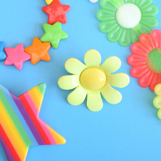 Vintage 1990s Fun Plastic Jewellery - Rainbows / Flower Power by Vintage