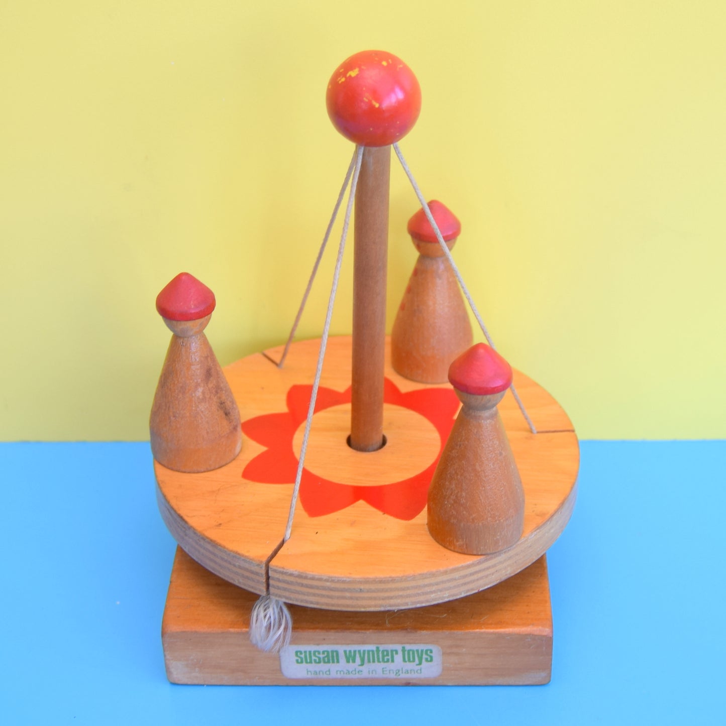 Vintage 1960s Wooden Roundabout Toy- Susan Wynter Toys