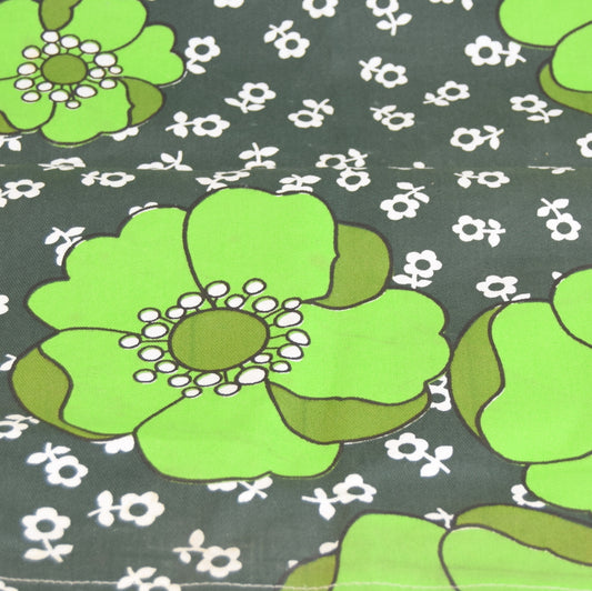 Vintage 1960s Replacement Garden Chair Cover - Green Flower Power