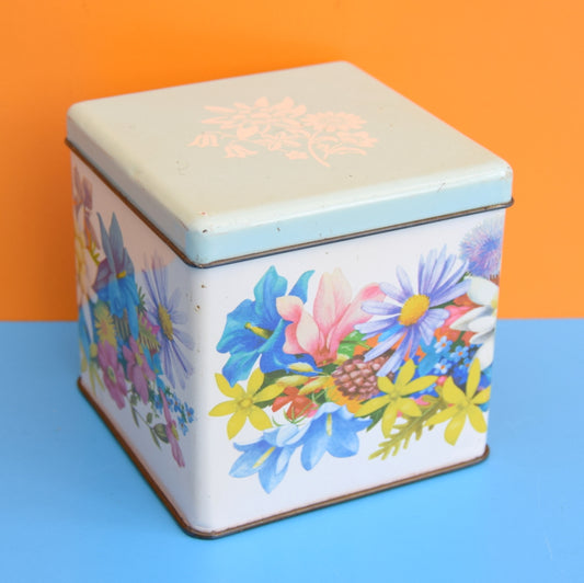 Vintage 1960s Flower Power Square Tin - Tea ?
