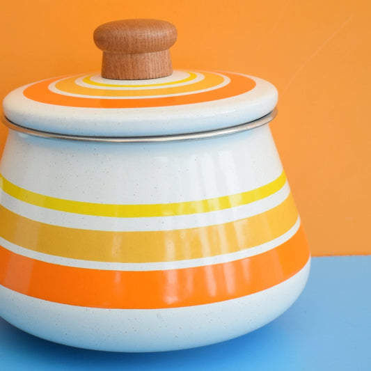 Vintage 1960s Enamel Small Saucepan - Orange by Vintage
