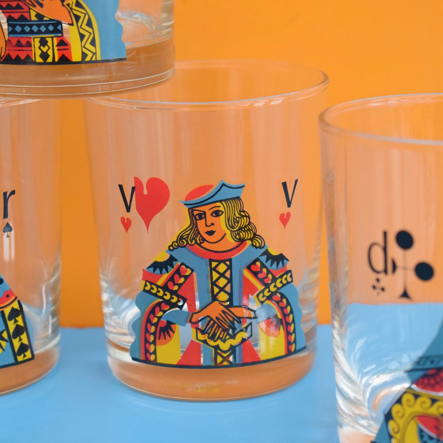 Vintage 1970s Glasses- Playing Card Suits