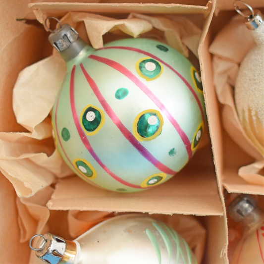 Vintage 1960s Glass Special Christmas Baubles ..