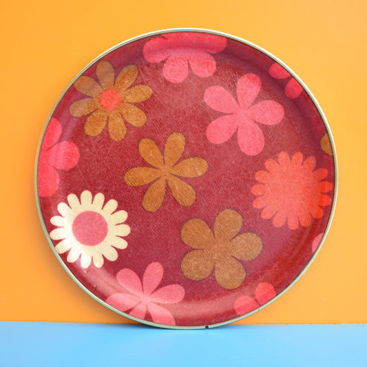 Vintage 1960s Genia Sapper Fibreglass Tray - Pink Flower