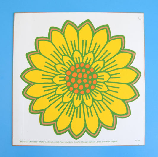 Vintage 1970s Sticker - Jan Pienkowski - Flower - Yellow