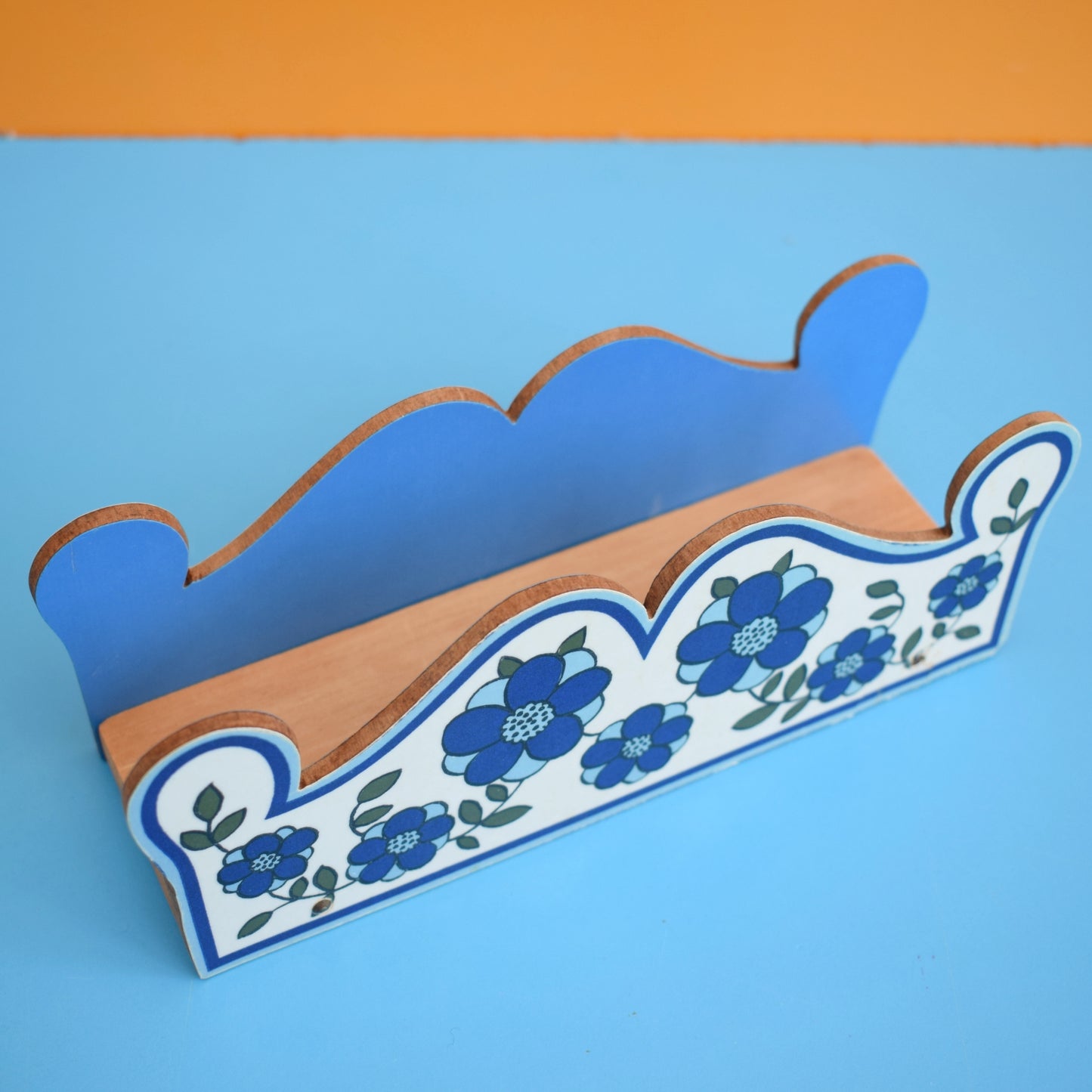 Vintage 1960s Taunton Vale Holder-Flowers- Blue by Vintage