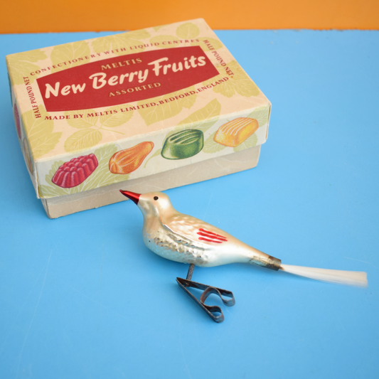 Vintage 1950s Fine Glass Clip On Bird & Box by Pineapple Retro