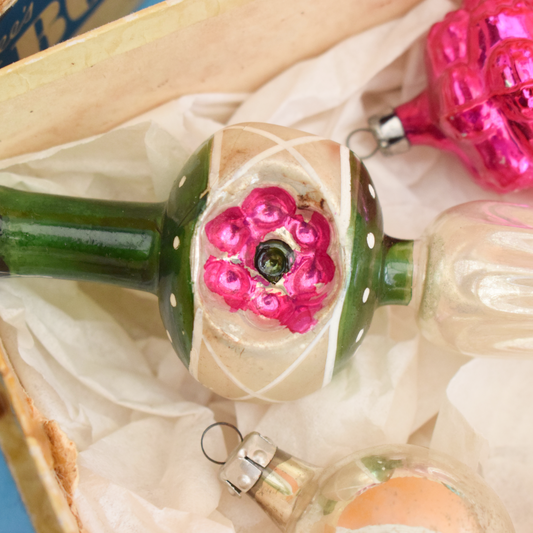Vintage 1960s Mixed Glass Baubles & Topper by Pineapple Retro
